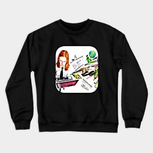 Woman multicolor laptop social make money Crewneck Sweatshirt